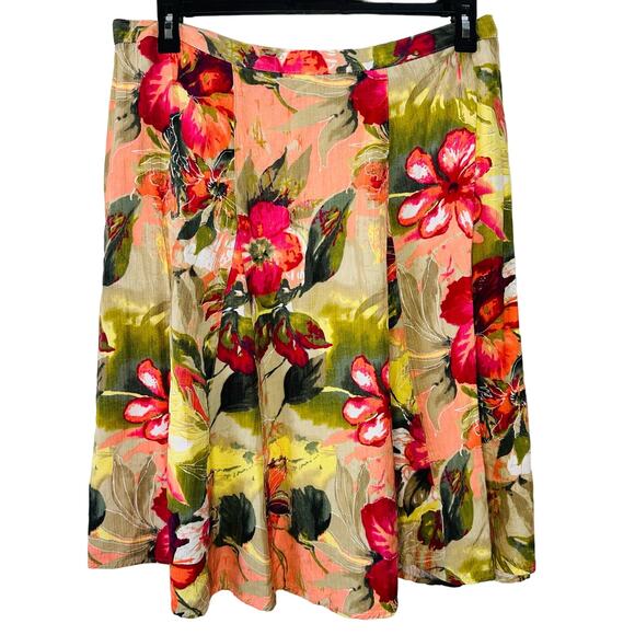 Koret Woman Side Zip Tropical Floral A Line Colorful Bright Skirt Size 18W - Picture 1 of 7